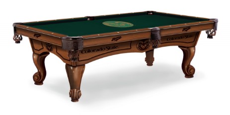 8' pool table shown in Chardonnay finish and optional Colorado st. table cloth